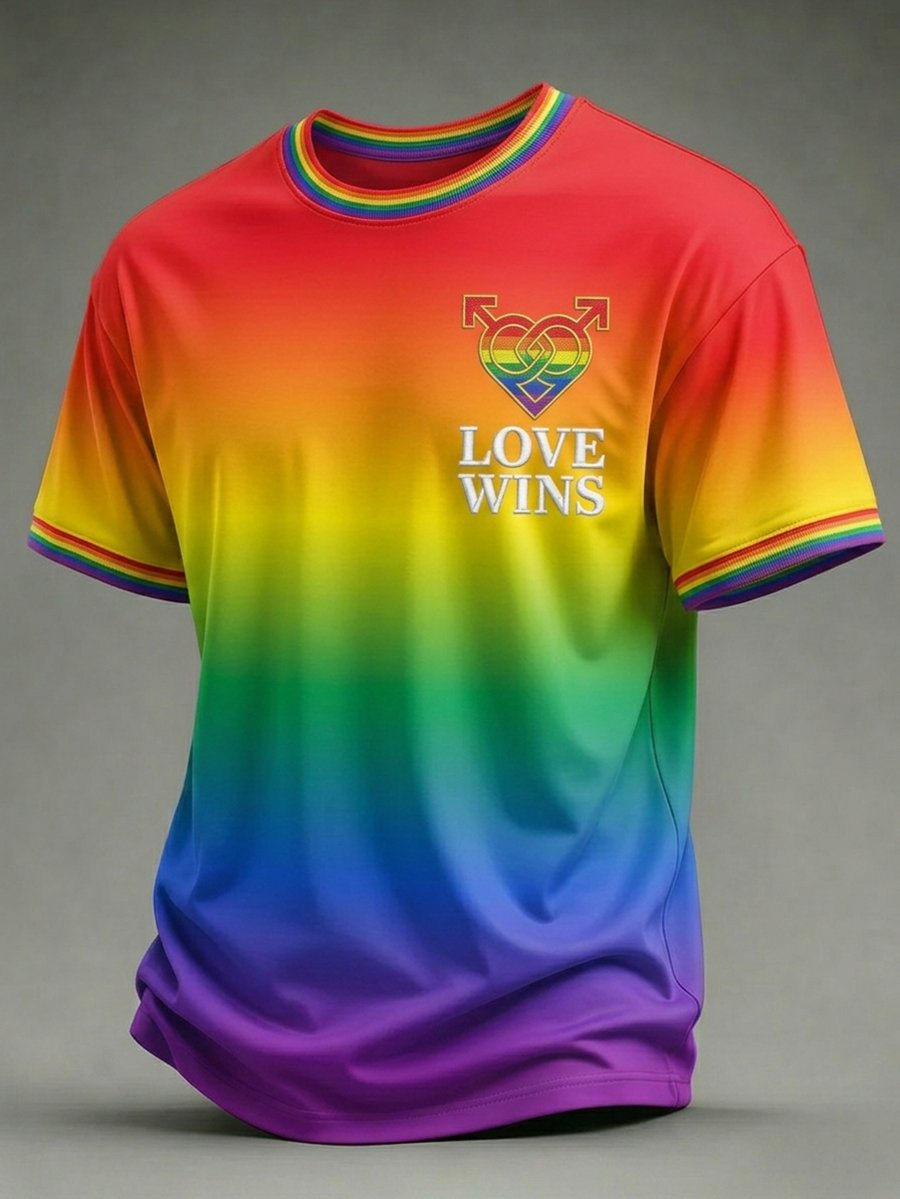 Men's Casual Love Wins Pride Month Short-Sleeve T-Shirt