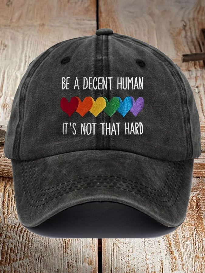 Retro Be A Decent Human It's Not That Hard Print Baseball Cap