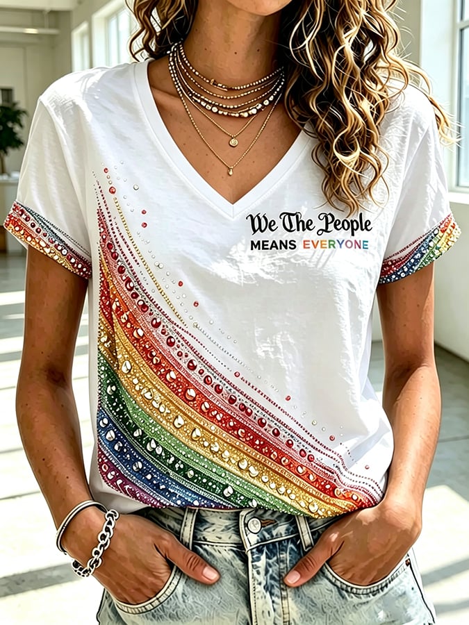 Women's We The People Means Everyone Printing  T-Shirts