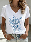 V-Neck Retro Medieval Fairy Subtle Lesbian Print T-Shirt