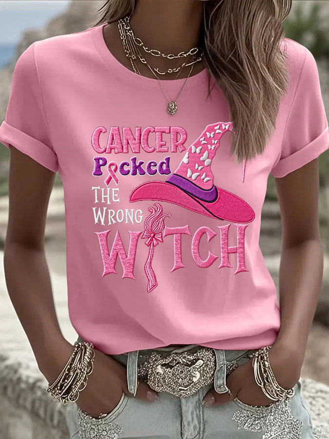 Women's Casual Pink Witch T-Shirt