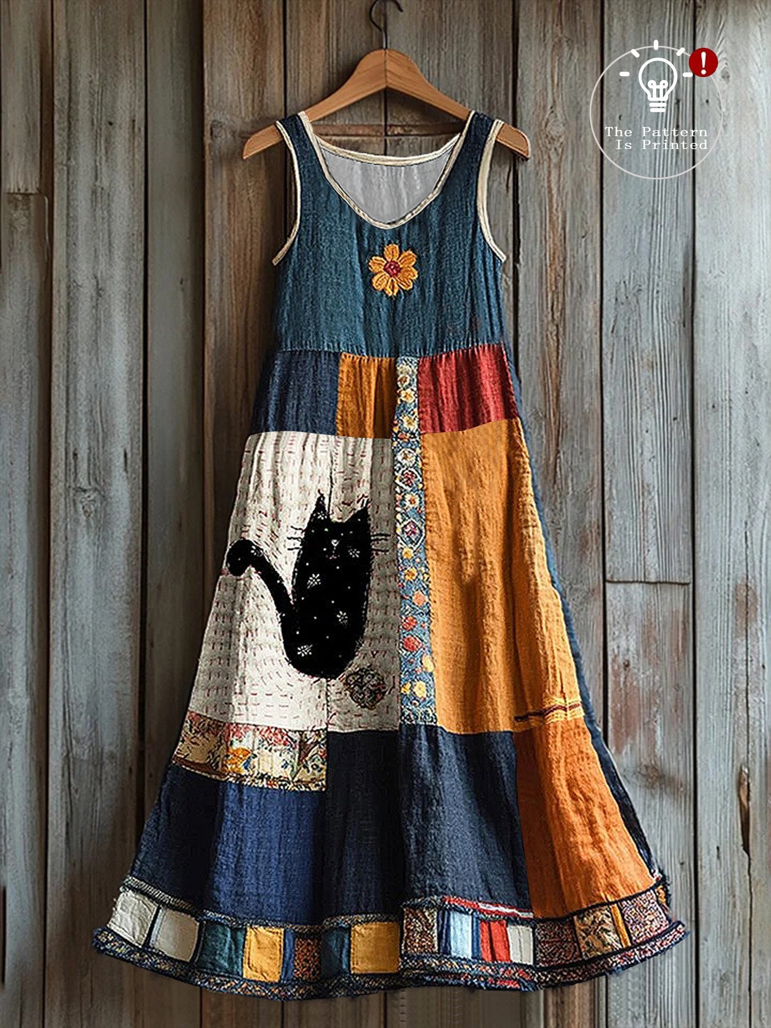 Women's Cute Cat  Sleeveless Round Neck Dress