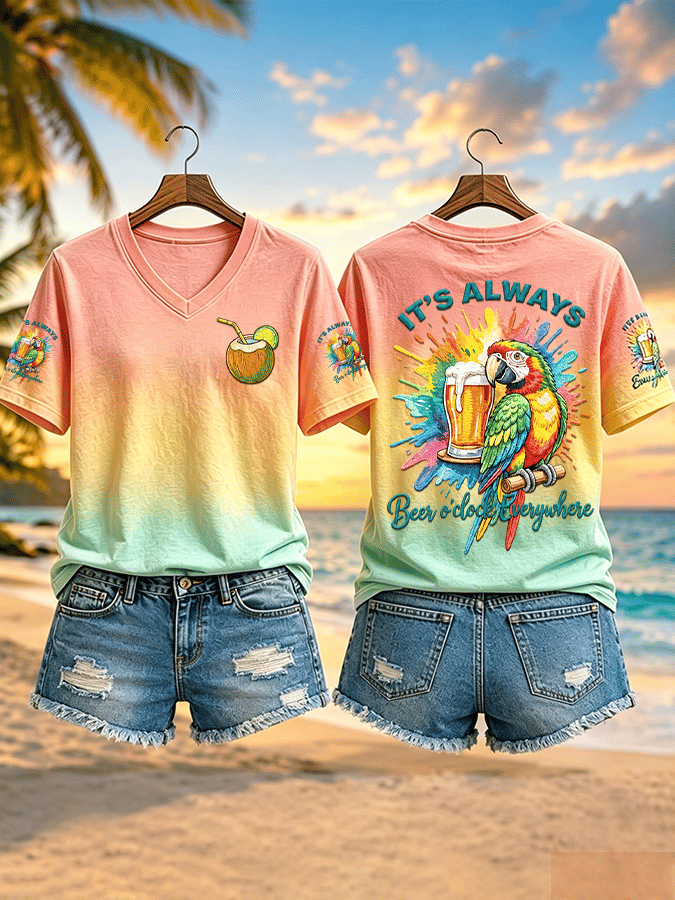 Women's Resort Style Printed Short-Sleeve T-Shirt