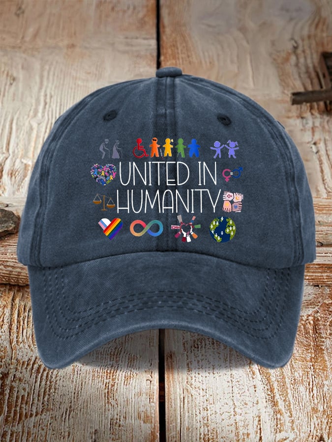 Retro United In Humanity Diversity, Inclusion, Disability, Neurodiversity, Equality, Advocacy Baseball Cap