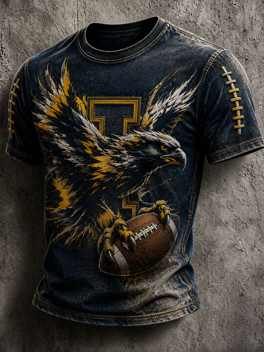 Men'S Rugby Printed Round Neck T-Shirt