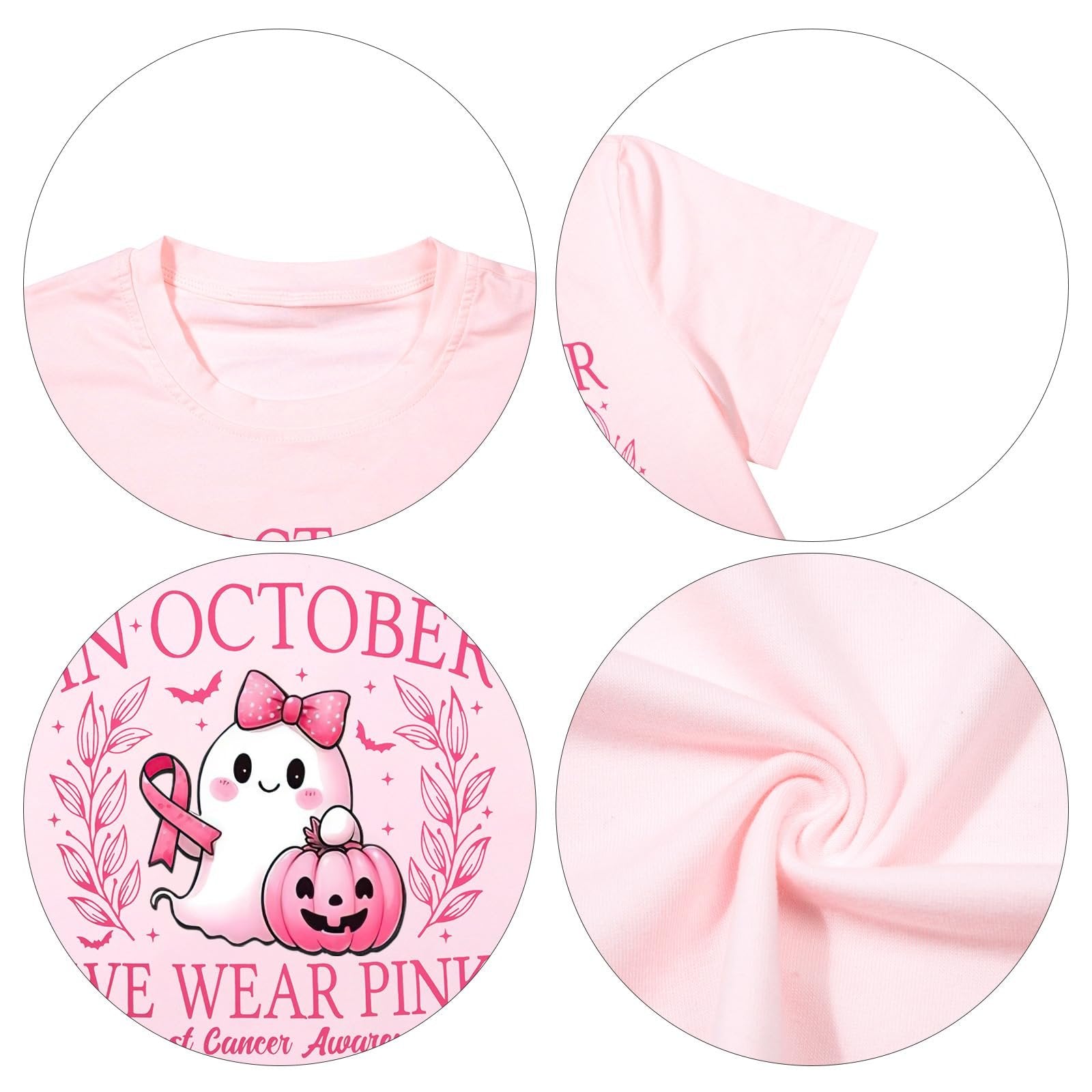 Women's Retro In October We Wear Pink Breast Cancer Awareness Print T-Shirt