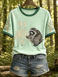 Women's Retro Jimothy Raccoon Print Comfortable T-Shirt