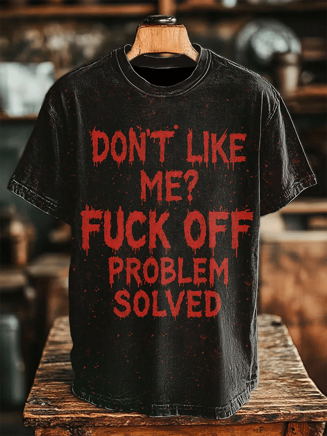 Men's Bloody Problem Solved Printed Casual T-Shirt