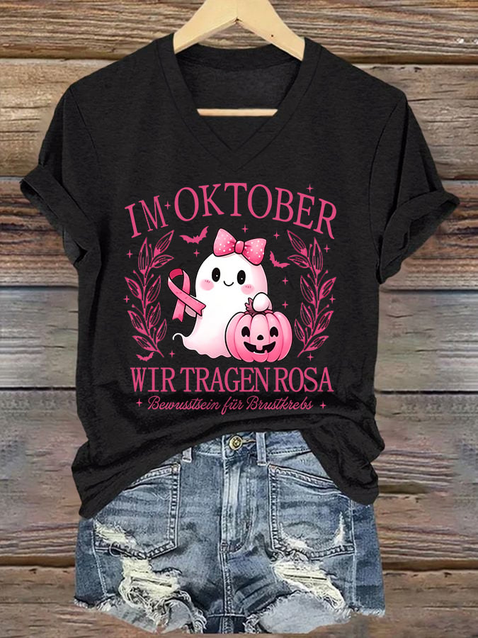 Women's In October We Wear Pink Print Casual T-Shirt