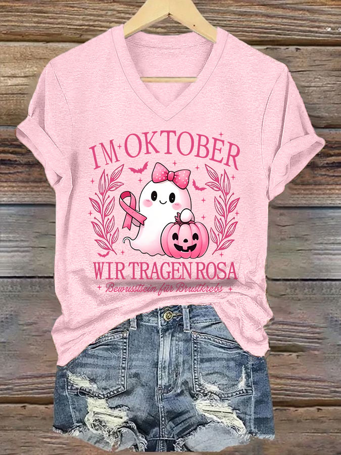 Women's In October We Wear Pink Print Casual T-Shirt