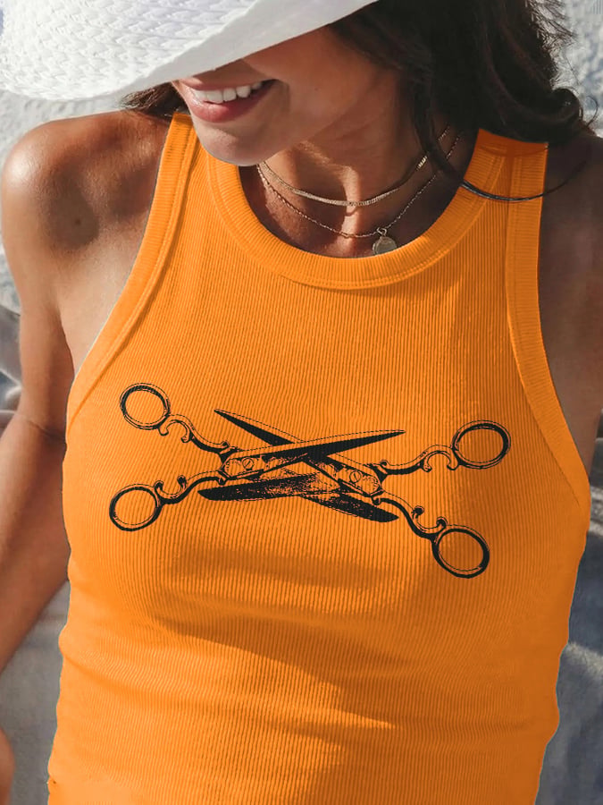 Retro Scissors Subtle Lesbian Print Tops Tank