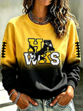 Women'S Retro Football Print Round Neck Sports Shirt