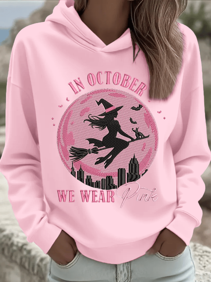 Women's  In October We Wear Pink Hood Sweatshirt