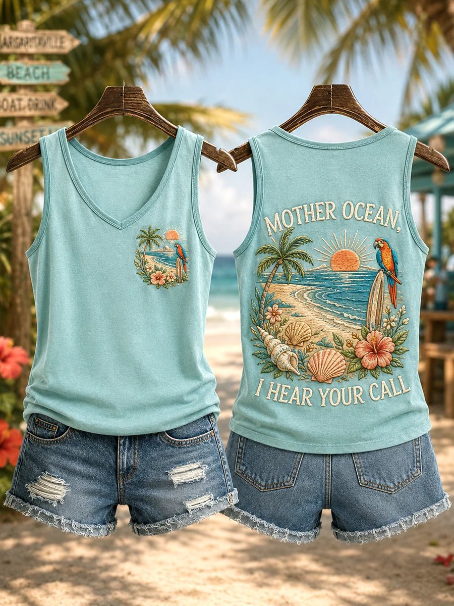 Women's Vintage Beach Vacation Graphic Print Tank Top