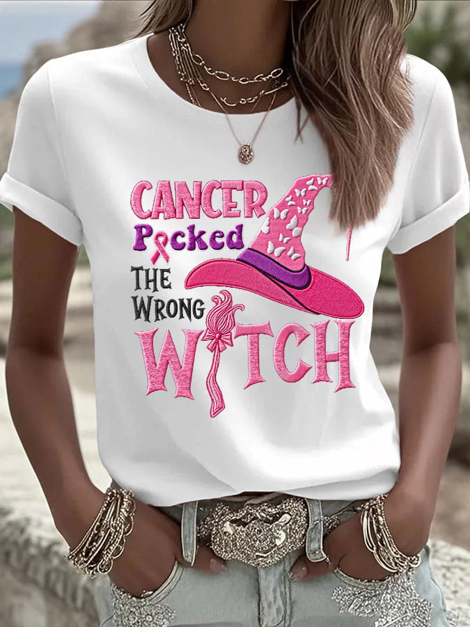 Women's Casual Pink Witch T-Shirt