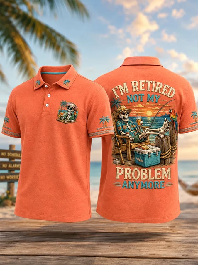 Fun Skull Print T-Shirt: I'M Retired This Is No Longer My Problem