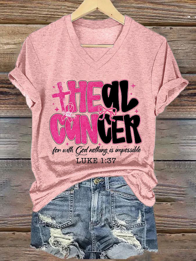 Women'S Casual Breast Cancer Short Sleeve T-Shirt