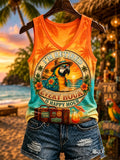 Women's Retro I'M Retired Every Hour Is Happy Hour Print Casual Vest