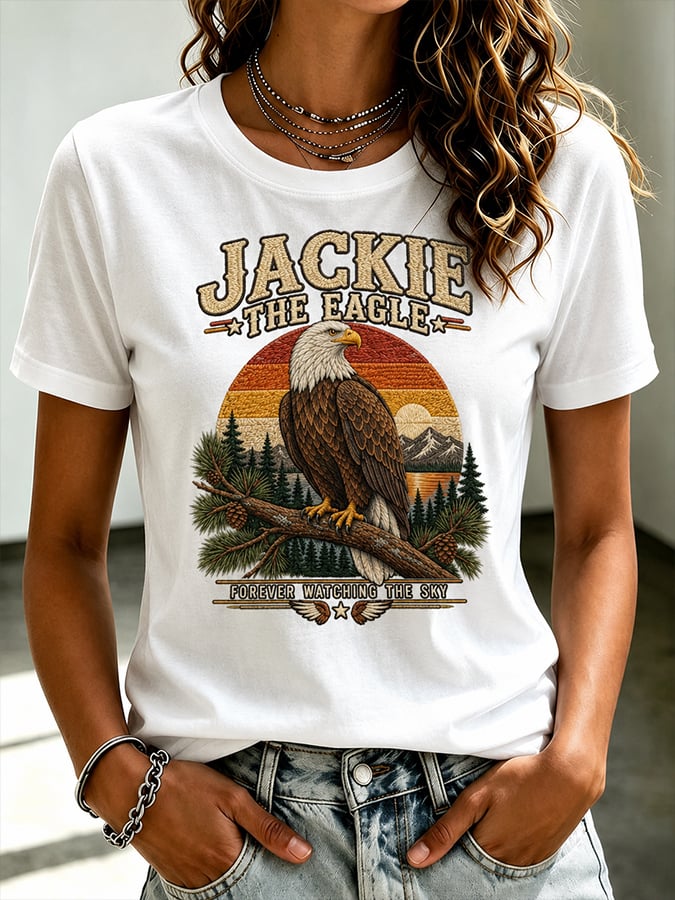 Women'S Casual Bald Eagle "Jackie" Print Top