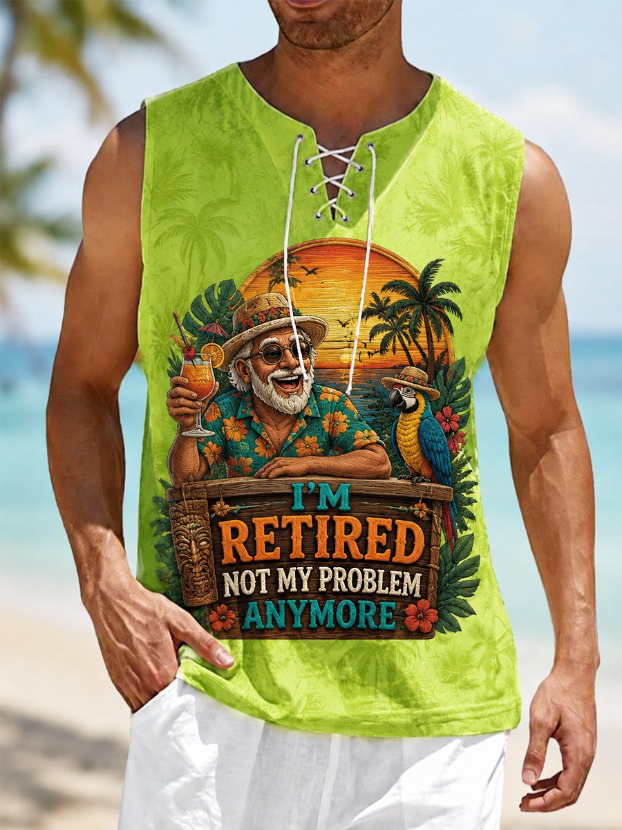 Retro Funny I'm Retired Not My Problem Anymore Print Tops Tank