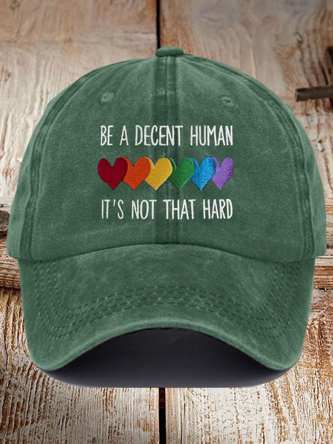 Retro Be A Decent Human It's Not That Hard Print Baseball Cap