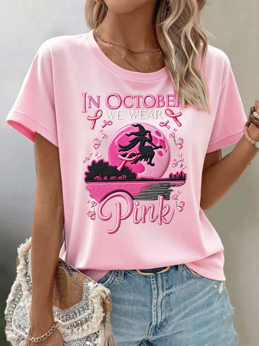Women's Casual Pink Witch T-Shirt