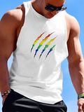 Men's Rainbow Bear Paw Print Casual Tank Top