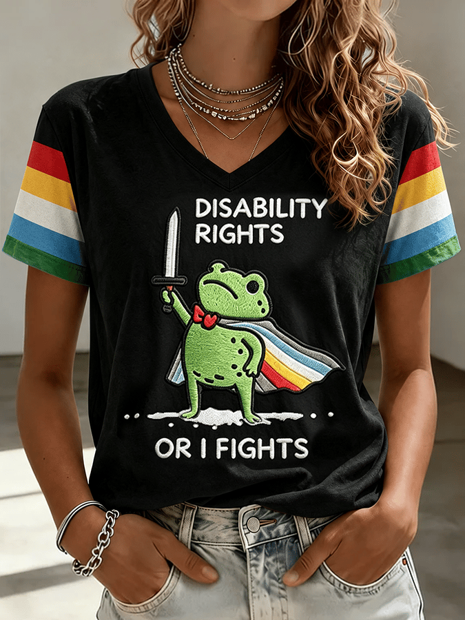 "I Will Fight Until" Comfortable V-Neck Short-Sleeved T-Shirt