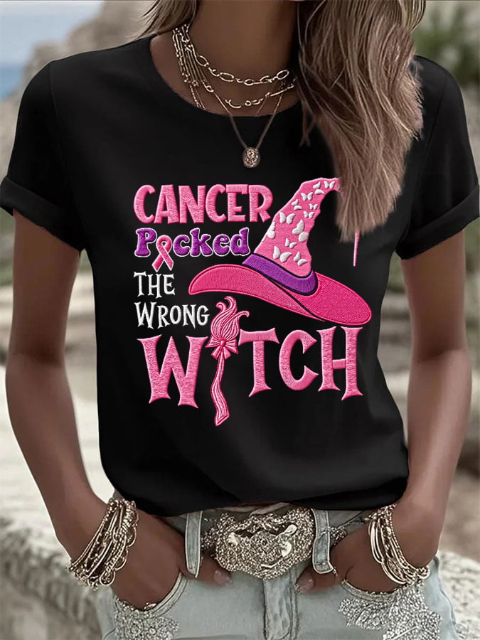Women's Casual Pink Witch T-Shirt