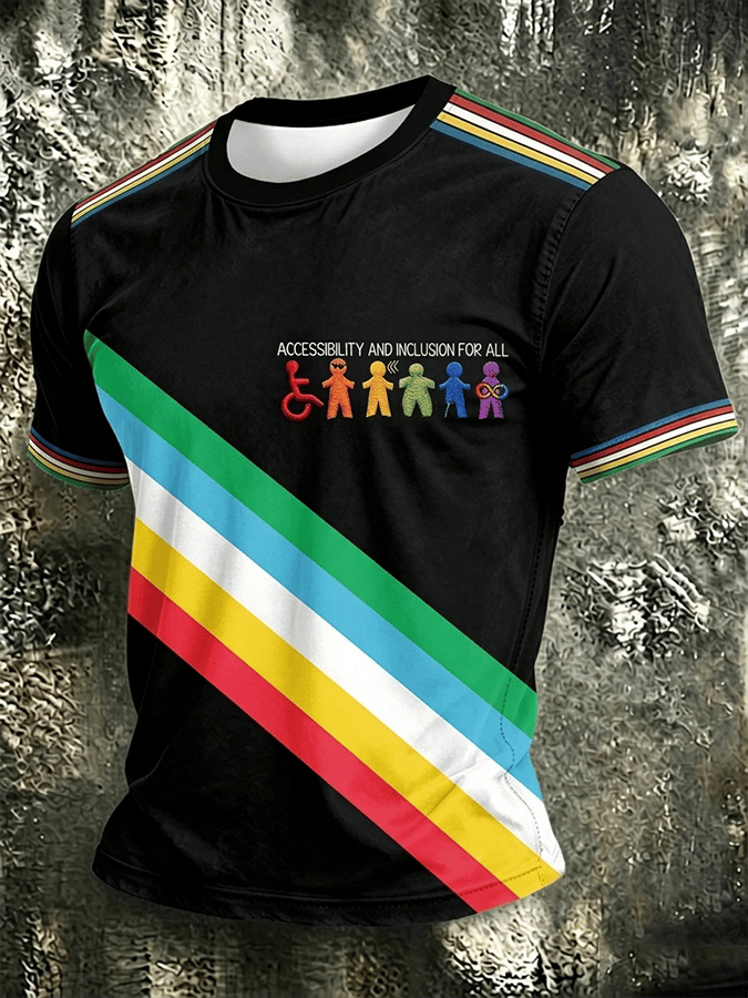 Men's Accessibility And Inclusion For All Print Casual T-shirt