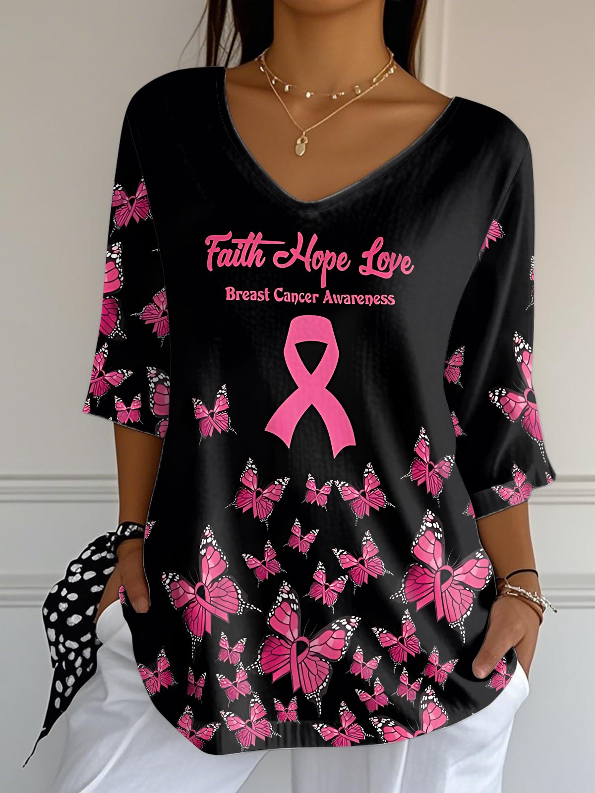 Women's Breast Cancer Awareness Long Sleeve Top