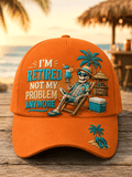 Unisex Retro Vacation I'm Retired Not My Problem Anymore Skeleton Print Hat