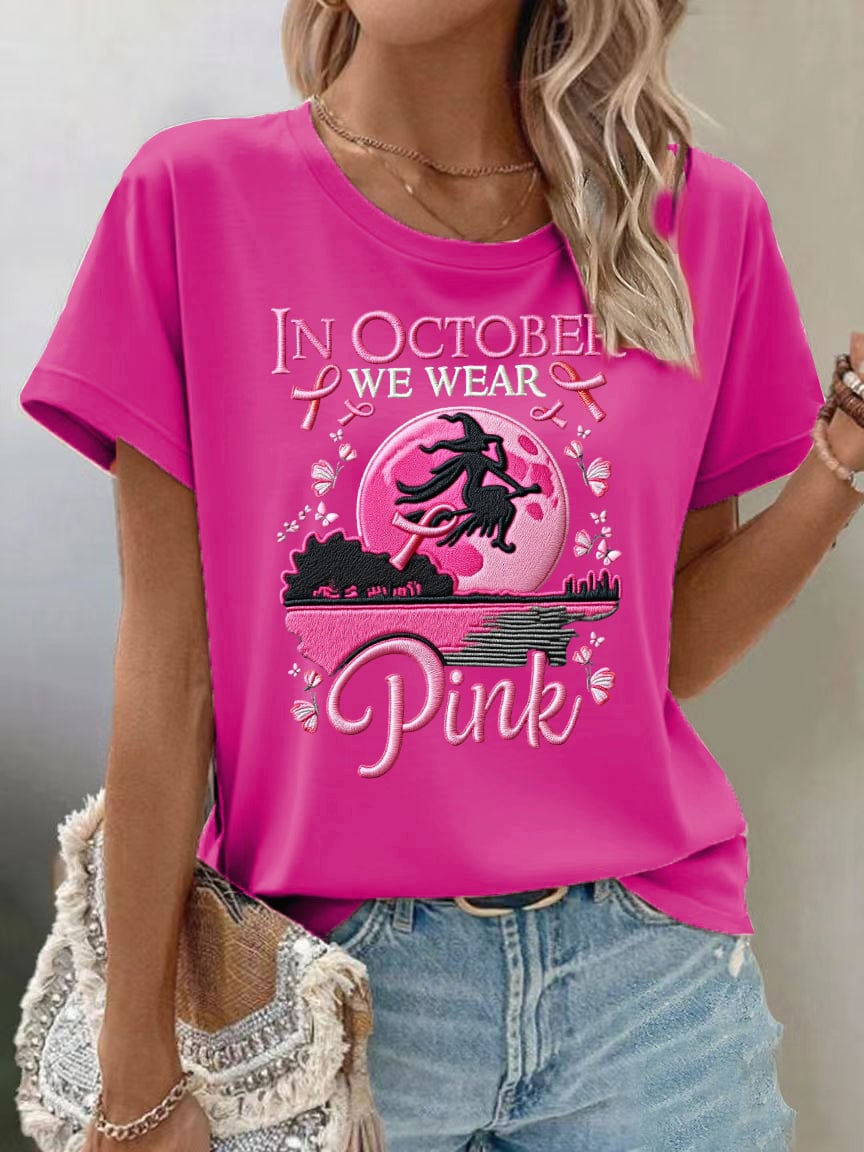 Women's Casual Pink Witch T-Shirt