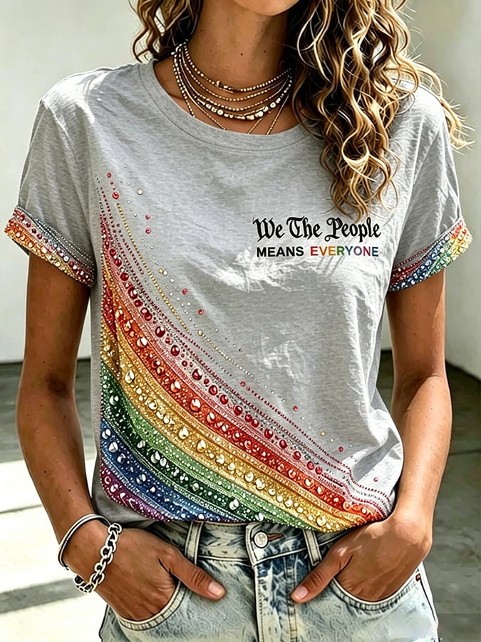 Women's Retro We The People Means Everyone LGBT Printed Top