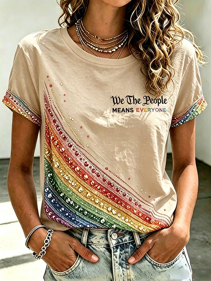 Women's Retro We The People Means Everyone LGBT Printed Top