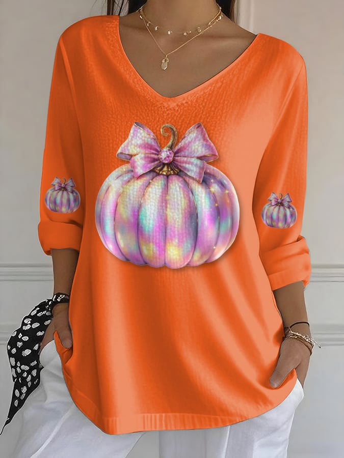 Women's Casual Pink Pumpkin Bubble Wrinkle Cotton And Linen Top