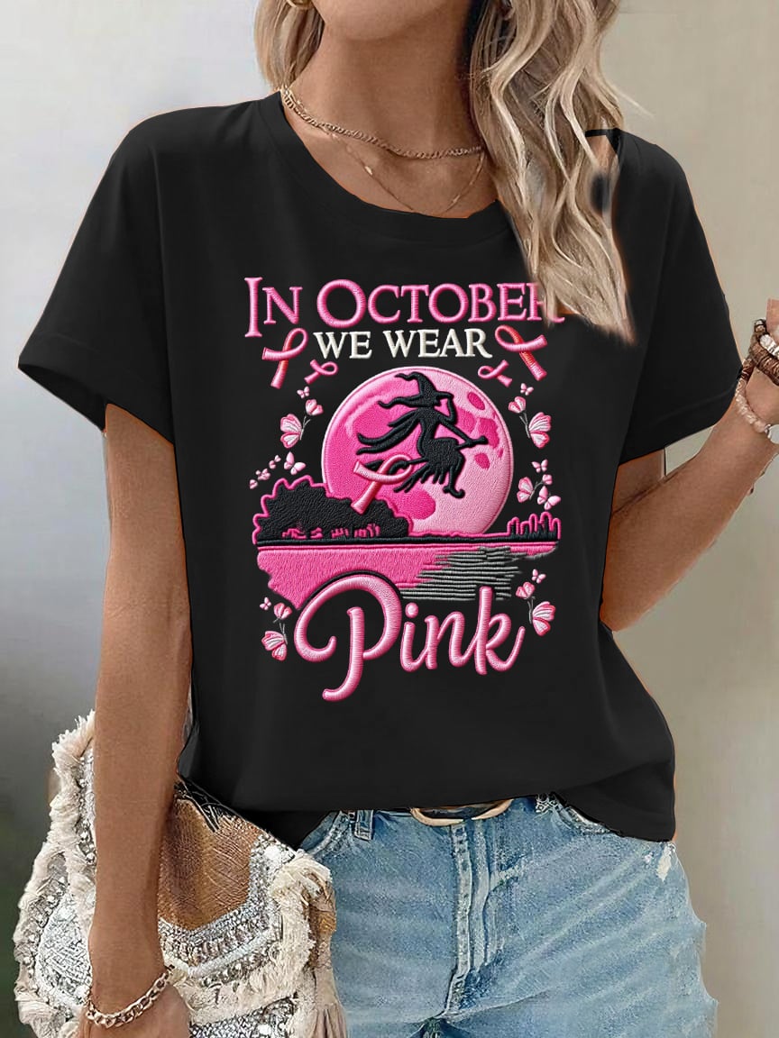 Women's Casual Pink Witch T-Shirt