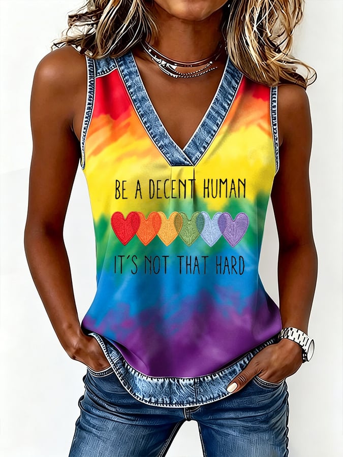 Women's Be A Decent Human It's Not That Hard Print Vest