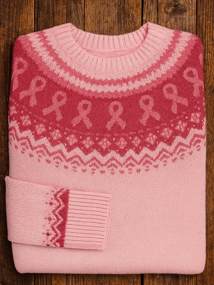 Women's Breast Cancer Pink Knit Sweater