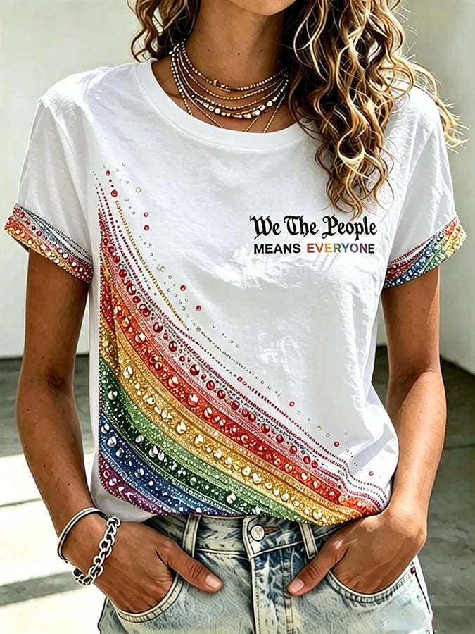 Women's Retro We The People Means Everyone LGBT Printed Top