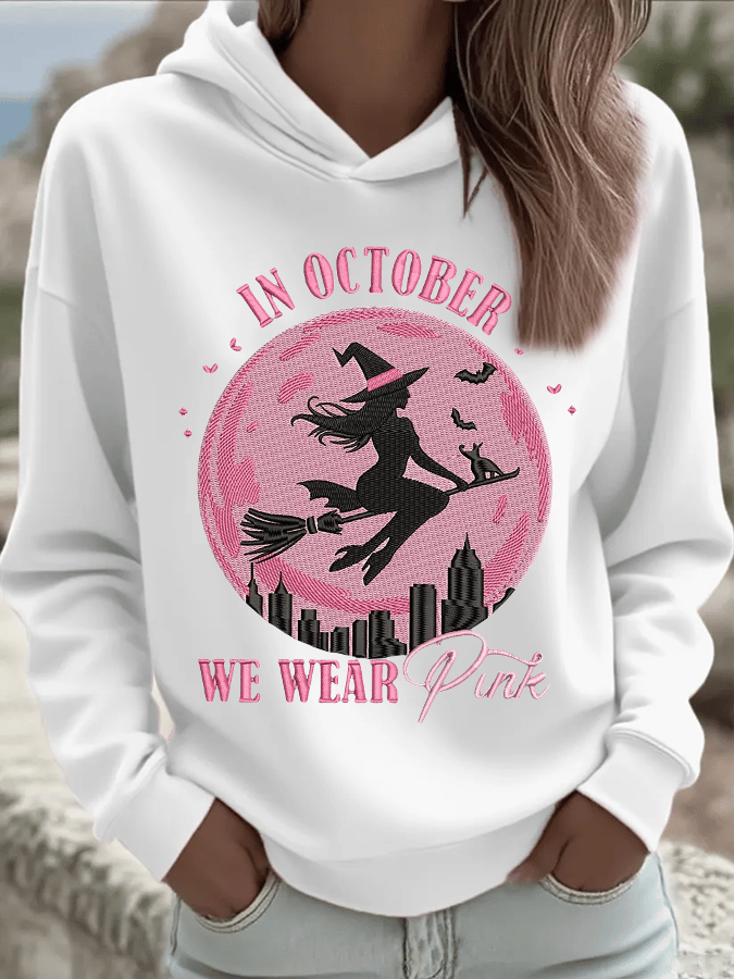 Women's  In October We Wear Pink Hood Sweatshirt
