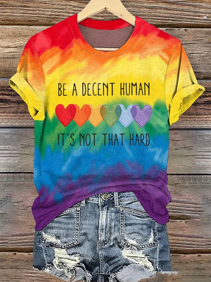 Women's Be A Decent Human It's Not That Hard Print Casual T-shirt