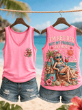 Women's Retro I'm Retired Not My Problem Anymore Skeleton Print Casual Vest