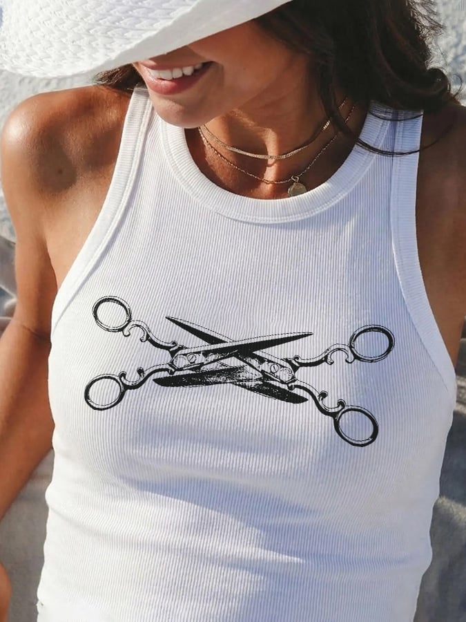 Retro Scissors Subtle Lesbian Print Tops Tank