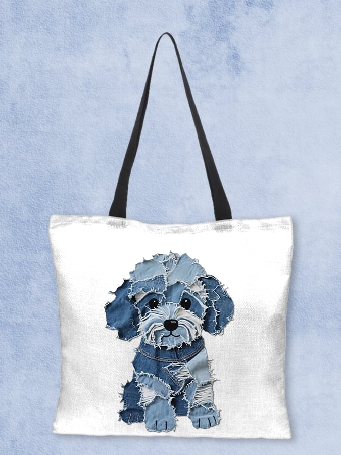 Retro Funny  Animal Dog Print Canvas Bag