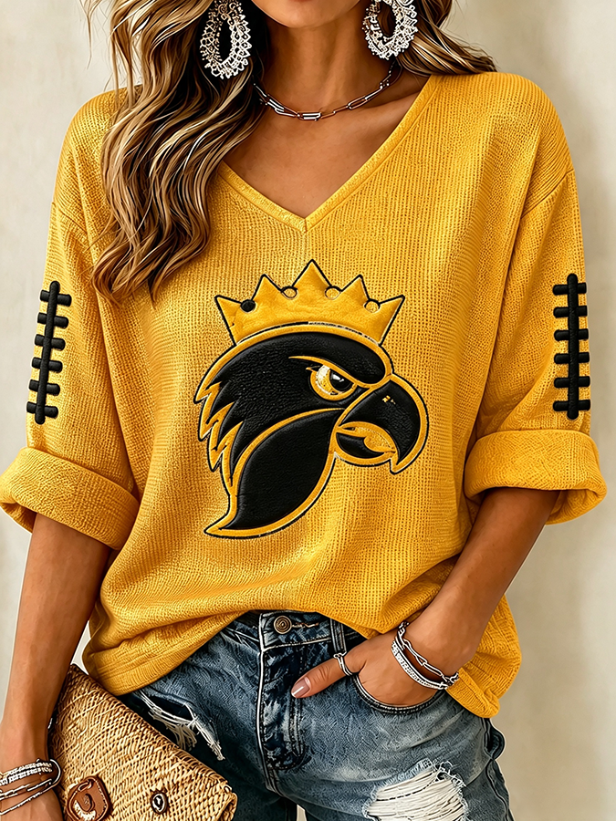 Women'S Football Casual Printed Top