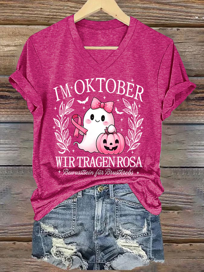 Women's In October We Wear Pink Print Casual T-Shirt