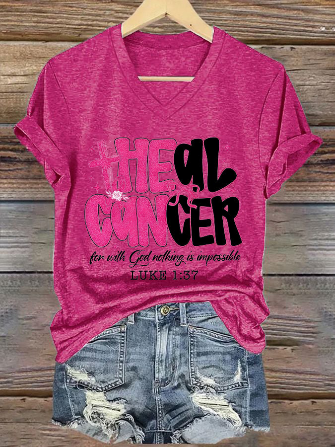 Women'S Casual Breast Cancer Short Sleeve T-Shirt