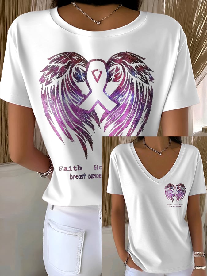 Women's casual pink wings T-shirt