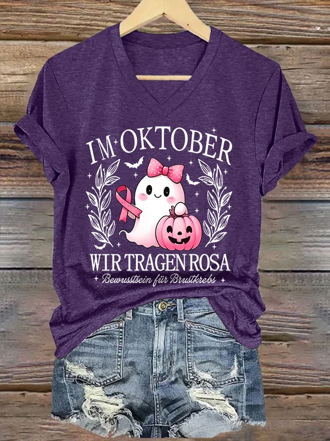 Women's In October We Wear Pink Print Casual T-Shirt